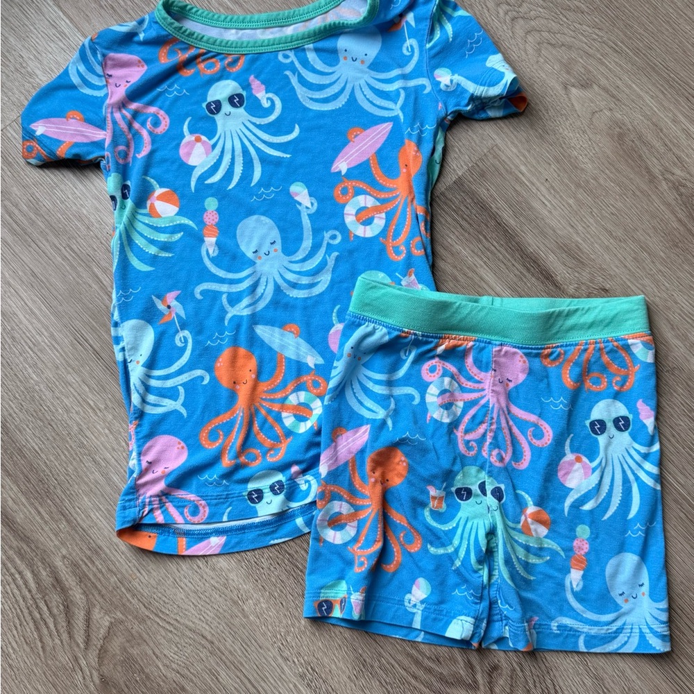 Little Sleepies Blue Octopus Print Kids Pajama Set